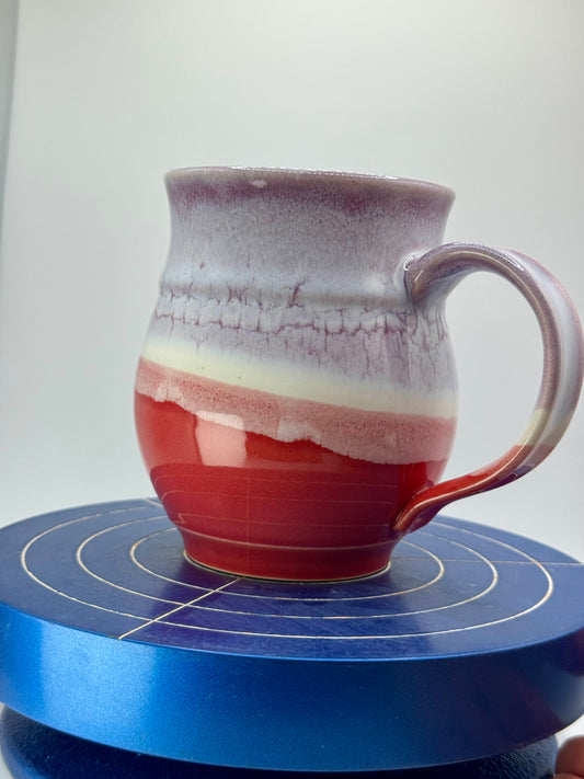 Purple and Red Stoneware Coffee and Tea Mug