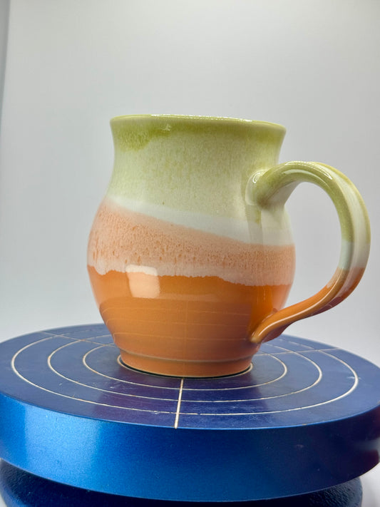 Green and Orange Stoneware Coffee and Tea Mug