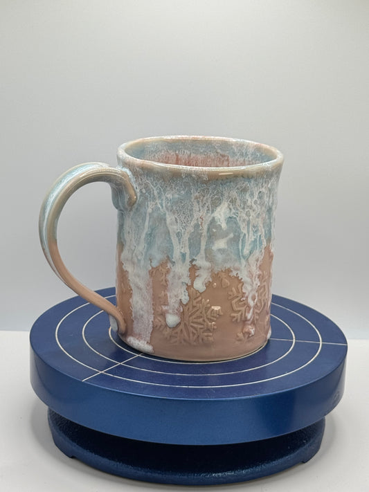 Soft Pink Embossed Snowflake Coffee and Tea Mug