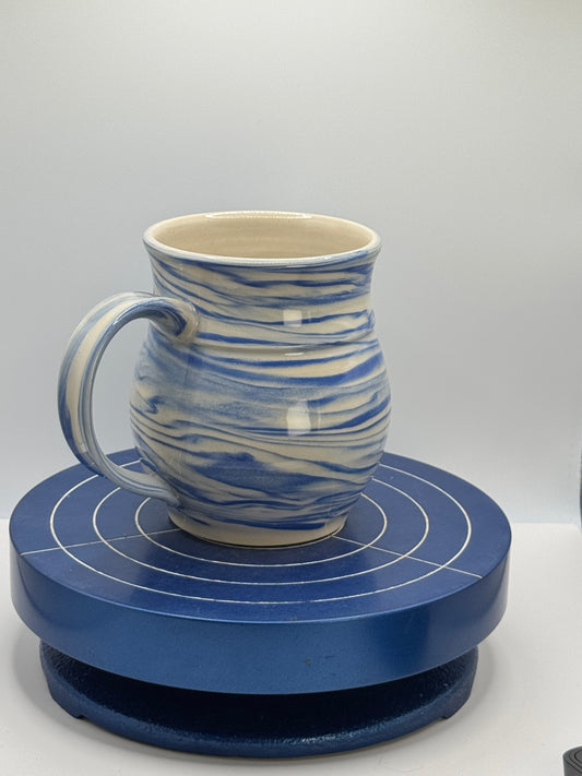 Swirly Blue and White Stoneware Coffee and Tea Mug
