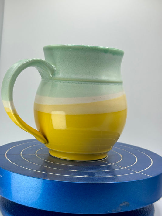 Yellow and Green Stoneware Coffee and Tea Mug