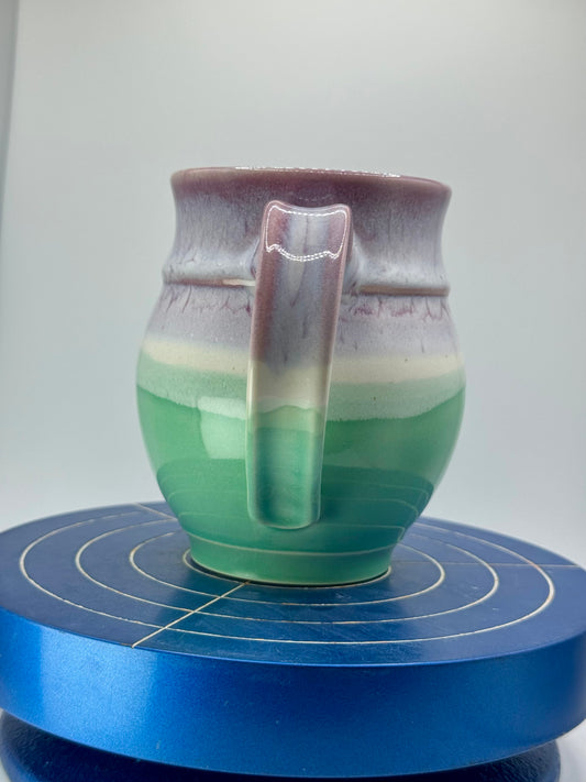 Purple and Green Stoneware Coffee and Tea Mug
