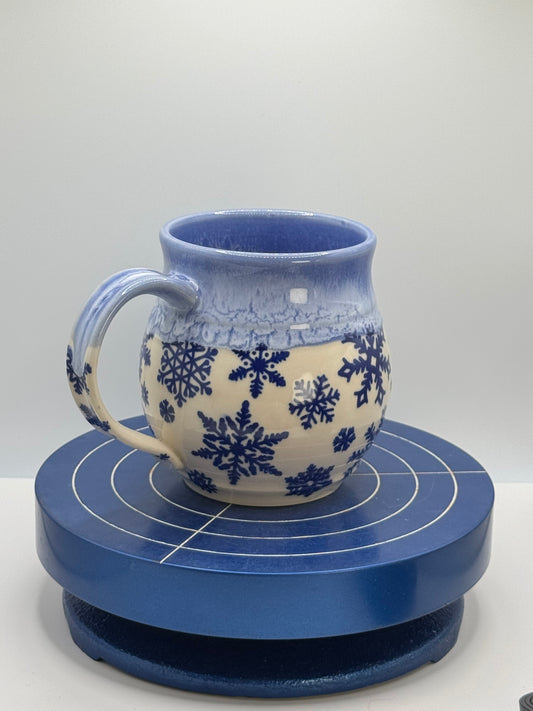 Freezing Blue Snowflakes Stoneware Coffee and Tea Mug
