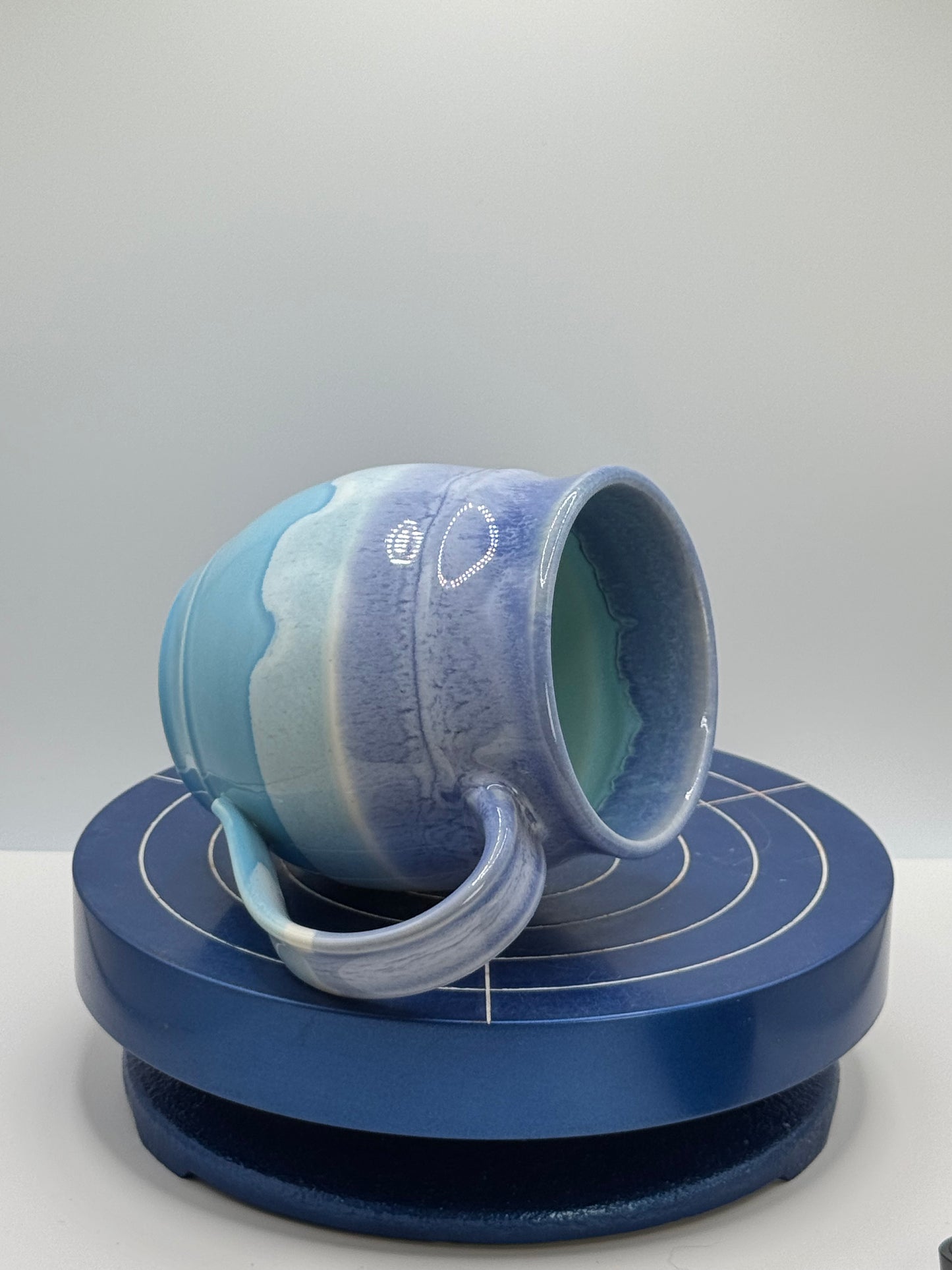 Small Two Blues Stoneware Coffee and Tea Mug