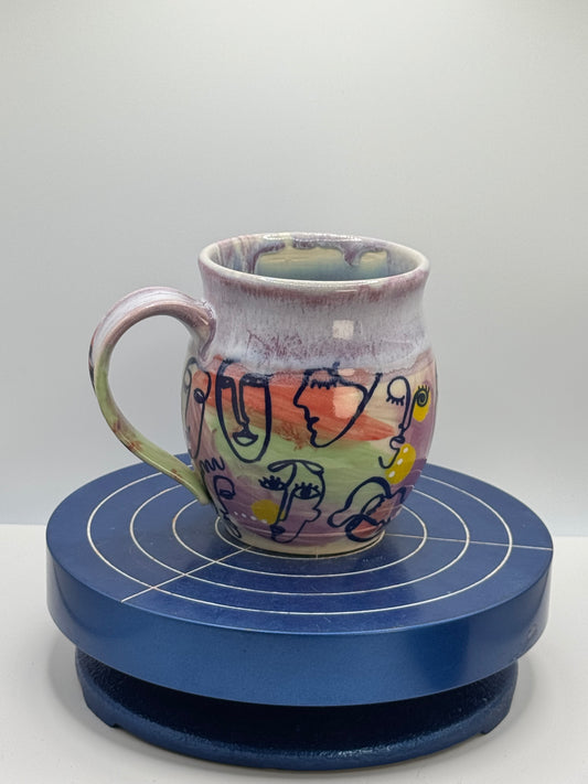 Painted Faces Stoneware Coffee and Tea Mug Imperfect