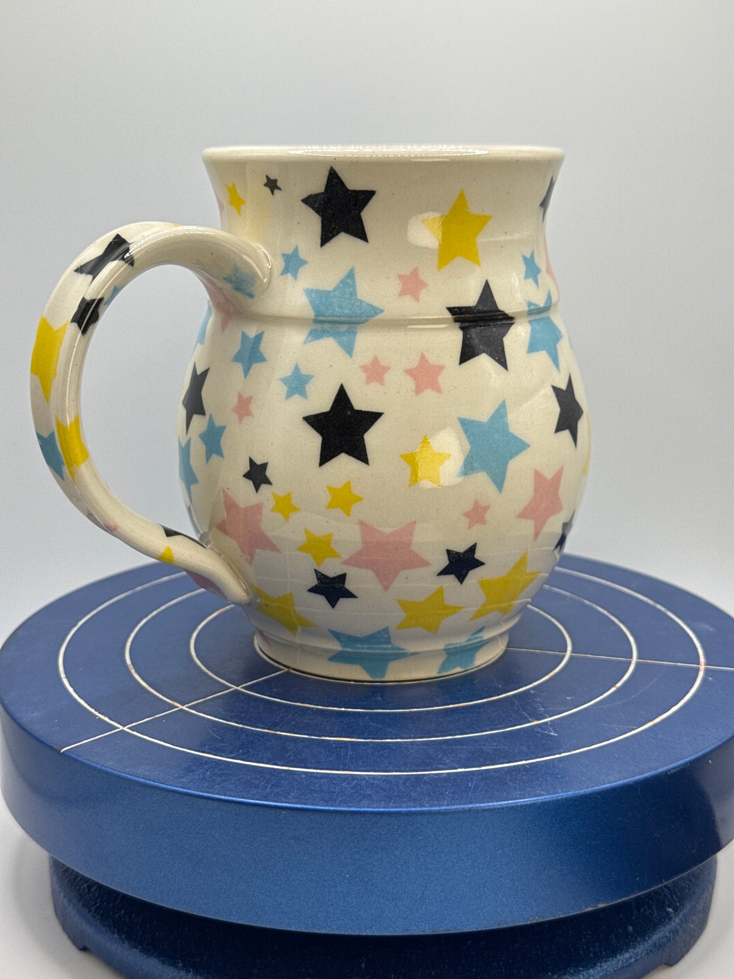 Right handed Rainbow Graphic Star + Astronaut Stoneware Coffee and Tea Mug