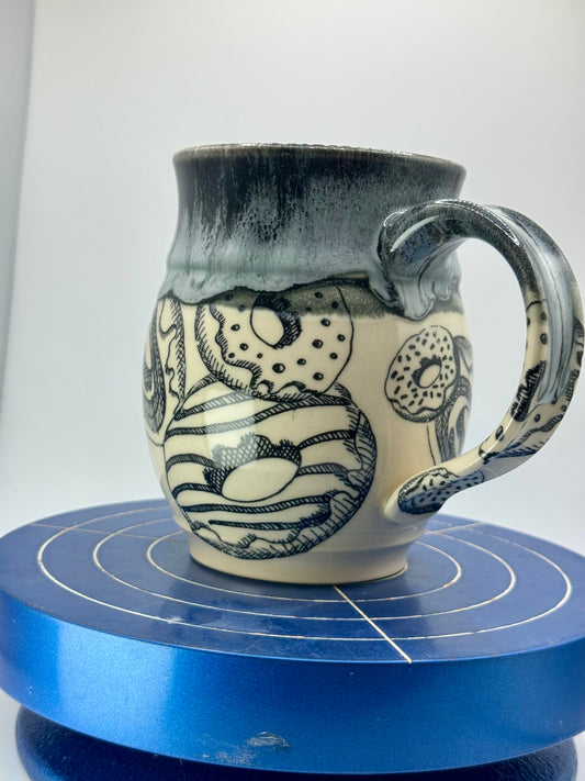 Black Donut Stoneware Coffee and Tea Mug