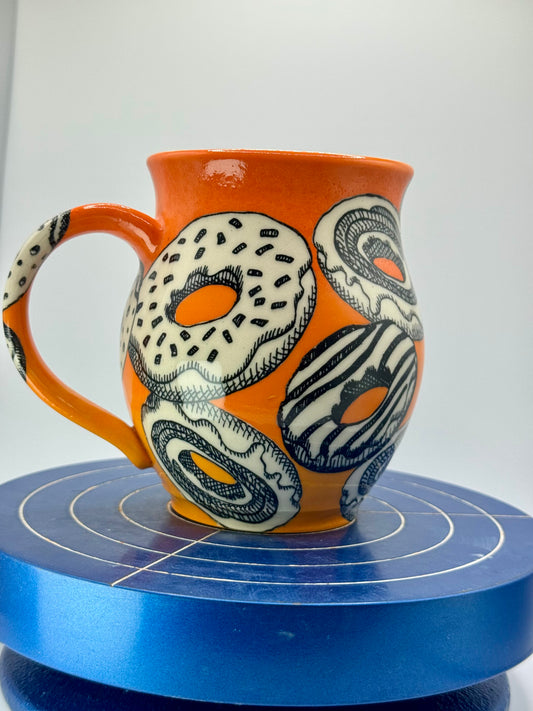 Orange Ombre Donut Stoneware Coffee and Tea Mug