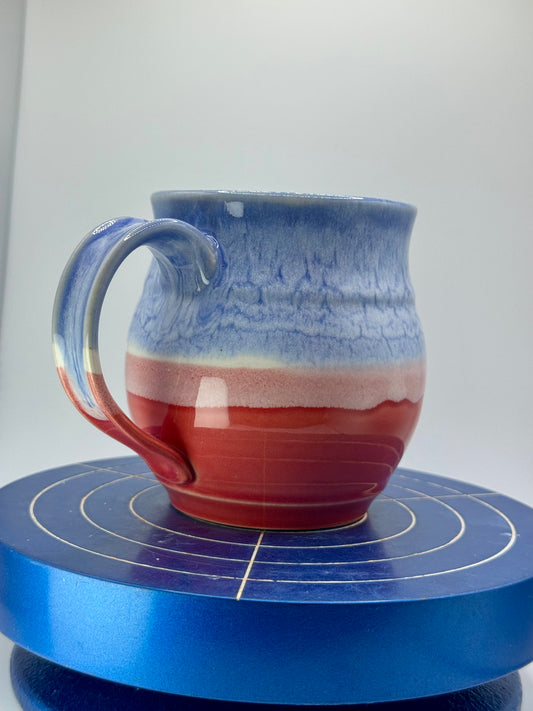 Red and Blue Stoneware Coffee and Tea Mug