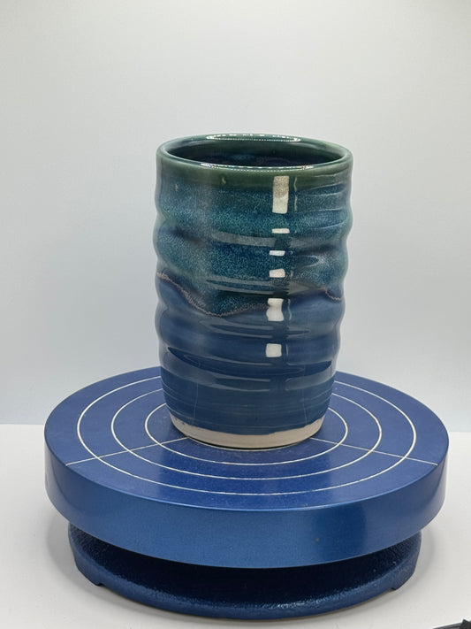 Stormy Blue and Green Stoneware Tumbler