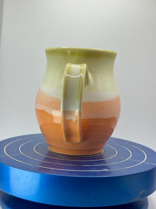 Green and Orange Stoneware Coffee and Tea Mug