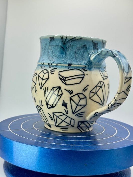 Blue Sapphire Gemstone Stoneware Coffee and Tea Mug