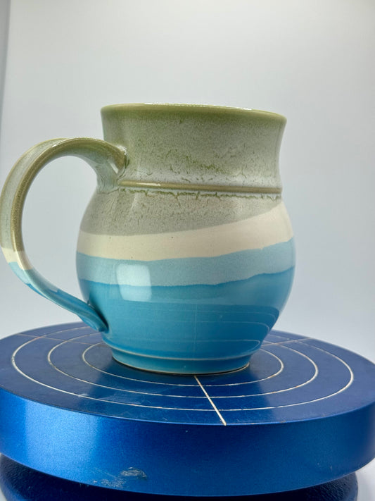 Green and Blue Stoneware Coffee and Tea Mug