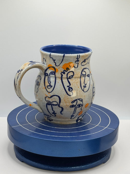Painted Faces Stoneware Coffee and Tea Mug