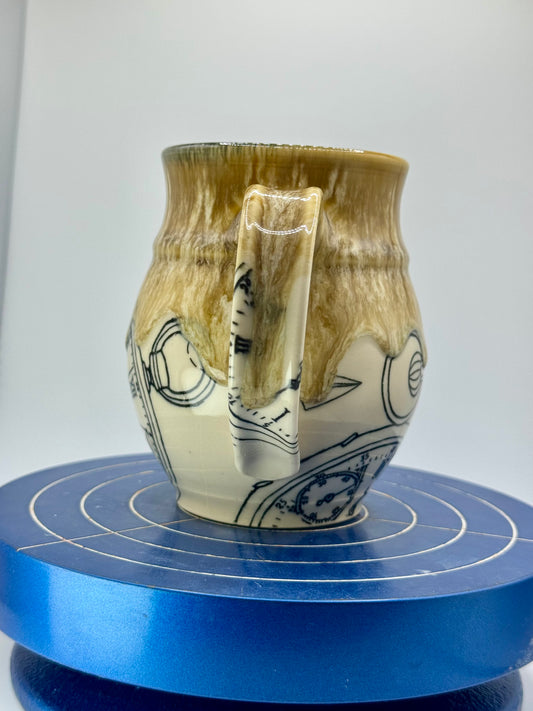 Clock Maker Stoneware Coffee and Tea Mug
