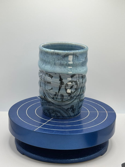 Blue Clocks Stoneware Tumbler