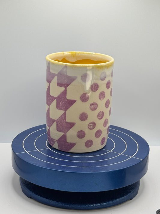 Houndstooth and Dots Stoneware Coffee and Tea Cup