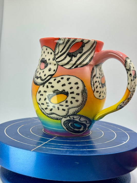 Rainbow Donut Stoneware Coffee and Tea Mug
