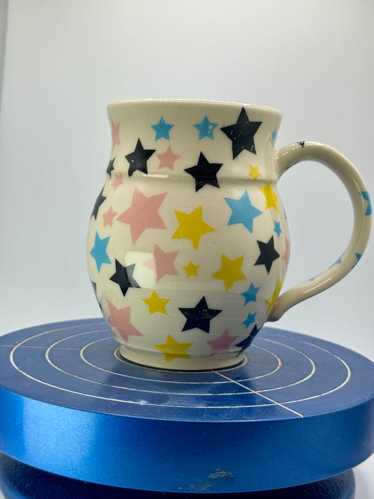 Left handed Rainbow Graphic Star + Astronaut Stoneware Coffee and Tea Mug
