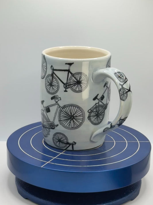 Blue and Black Bicycles Stoneware Coffee and Tea Mug