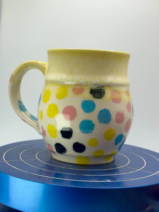 Rainbow Polka-Dot Stoneware Coffee and Tea Mug
