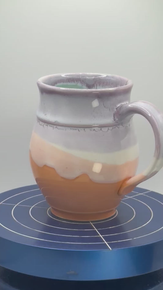 Purple and Orange Stoneware Coffee and Tea Mug