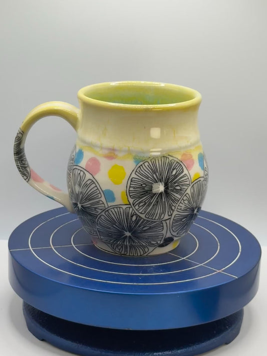 Citrus and Polka Dot Stoneware Coffee and Tea Mug