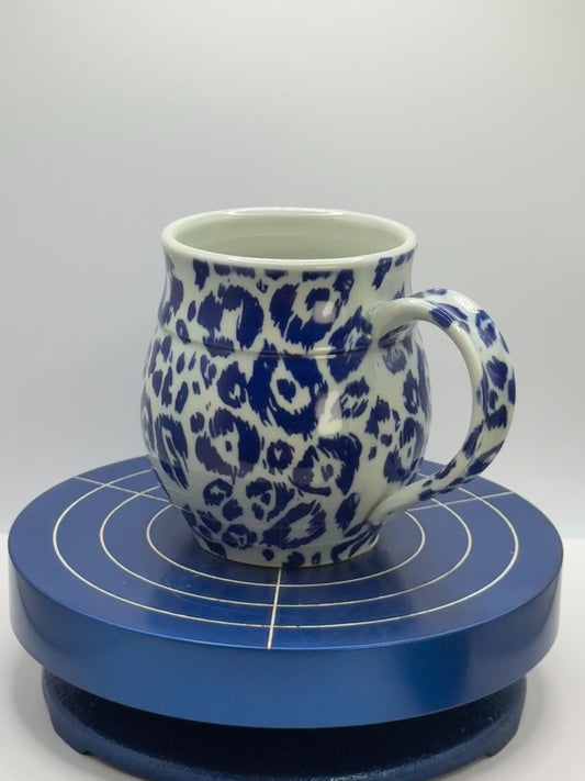 Blue Cheetah Stoneware Coffee and Tea Mug