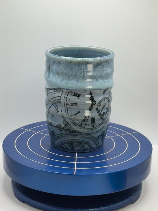 Blue Clocks Stoneware Tumbler