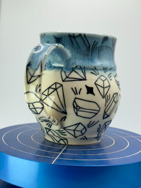 Blue Sapphire Gemstone Stoneware Coffee and Tea Mug